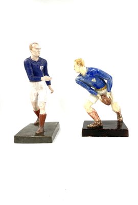 Rugby Players Sculptures by Willy Wuilleumier for G.A.M., France, 1940, Set of 2-TXN-1013112