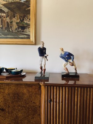 Rugby Players Sculptures by Willy Wuilleumier for G.A.M., France, 1940, Set of 2-TXN-1013112