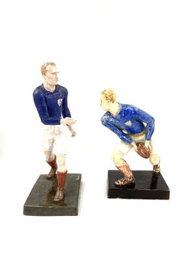 Rugby Players Sculptures by Willy Wuilleumier for G.A.M., France, 1940, Set of 2-TXN-1013112