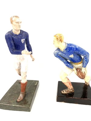 Rugby Players Sculptures by Willy Wuilleumier for G.A.M., France, 1940, Set of 2-TXN-1013112