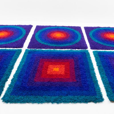 Rugs Mira-Carré by Verner Panton, 1970s, Set of 6-TJQ-1774734