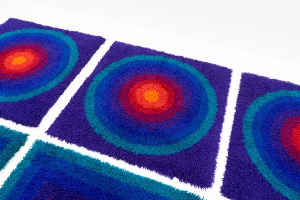 Rugs Mira-Carré by Verner Panton, 1970s, Set of 6-TJQ-1774734