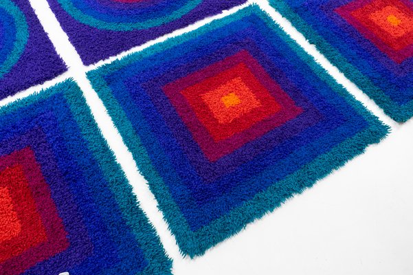 Rugs Mira-Carré by Verner Panton, 1970s, Set of 6-TJQ-1774734