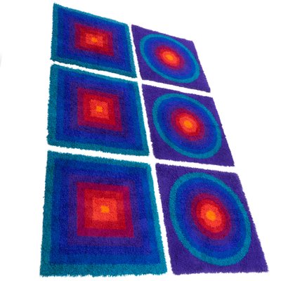 Rugs Mira-Carré by Verner Panton, 1970s, Set of 6-TJQ-1774734