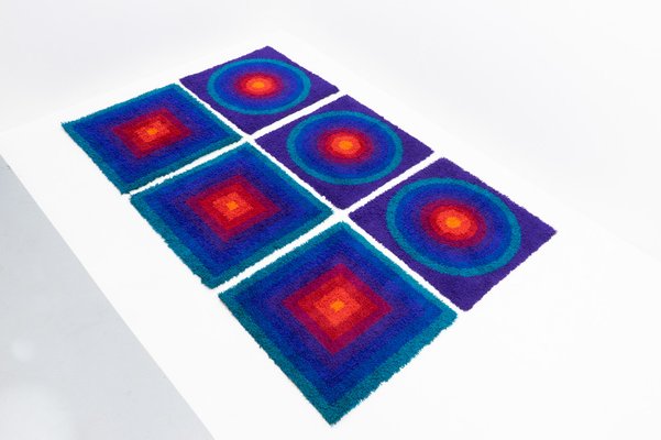 Rugs Mira-Carré by Verner Panton, 1970s, Set of 6-TJQ-1774734