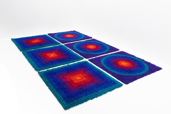 Rugs Mira-Carré by Verner Panton, 1970s, Set of 6-TJQ-1774734