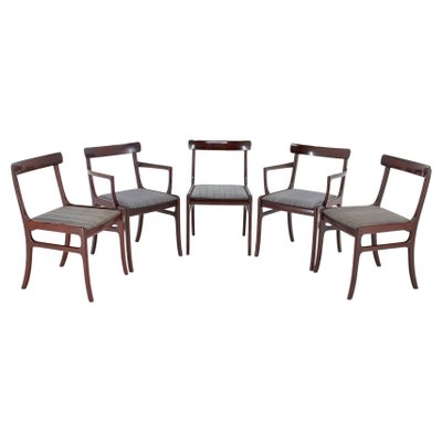 Rungstedlund Chairs in Mahogany by Ole Wanscher, 1950s, Denmark, Set of 5-TZ-1325224