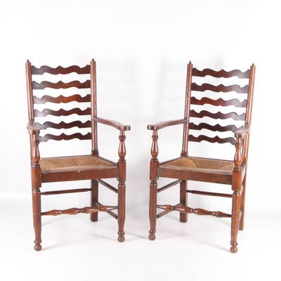 Rush and Oak Armchairs, 1970s, Set of 2-DSC-2034845