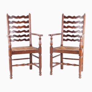 Rush and Oak Armchairs, 1970s, Set of 2-DSC-2034845