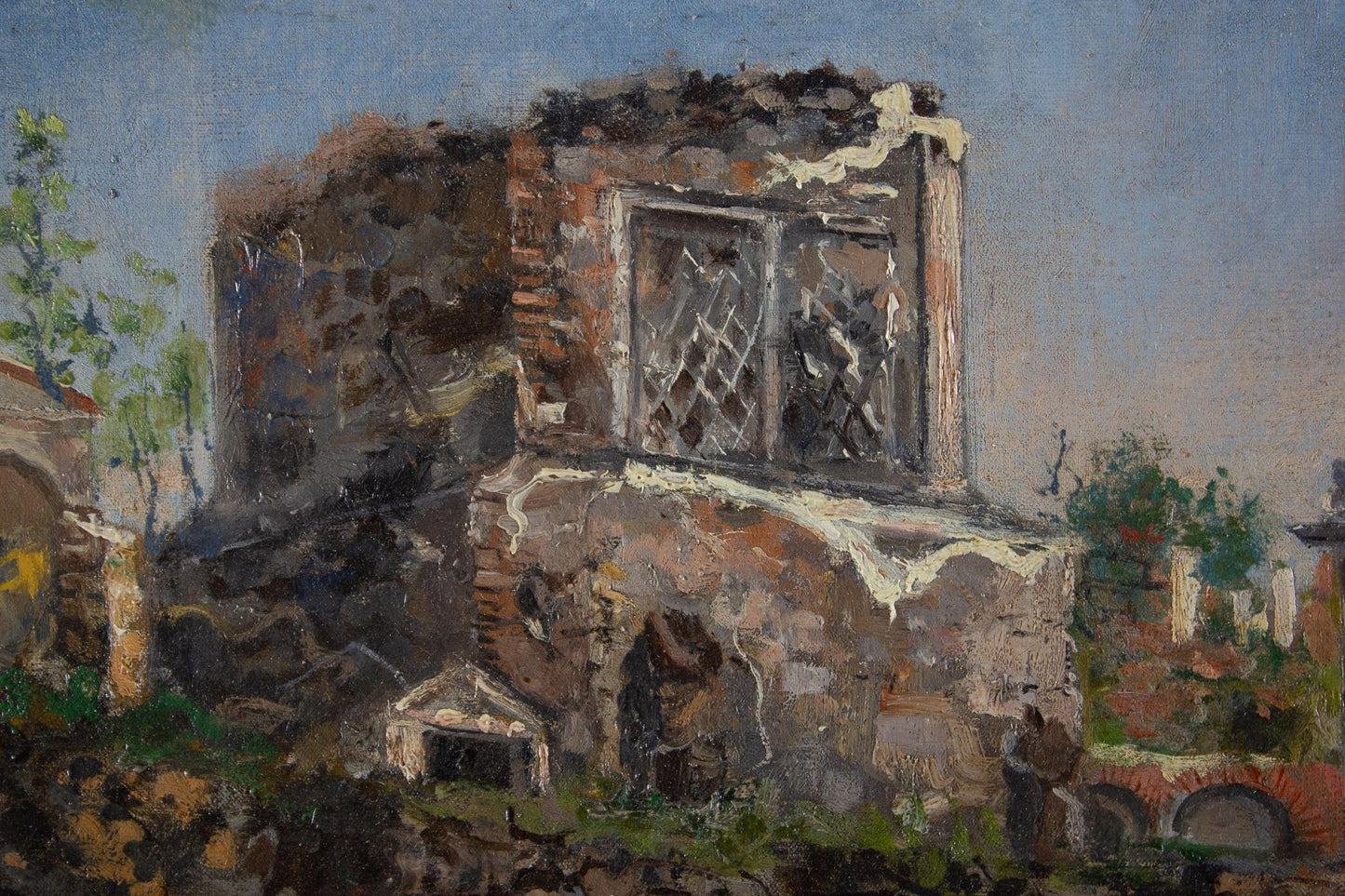 Ruspini Randolfo, Roma via Appia, Oil on Canvas, Framed