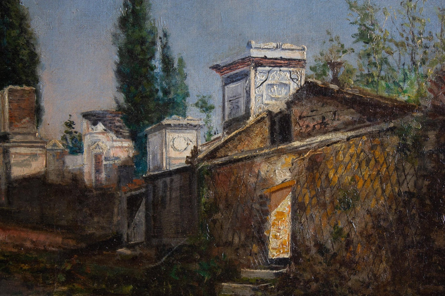 Ruspini Randolfo, Roma via Appia, Oil on Canvas, Framed