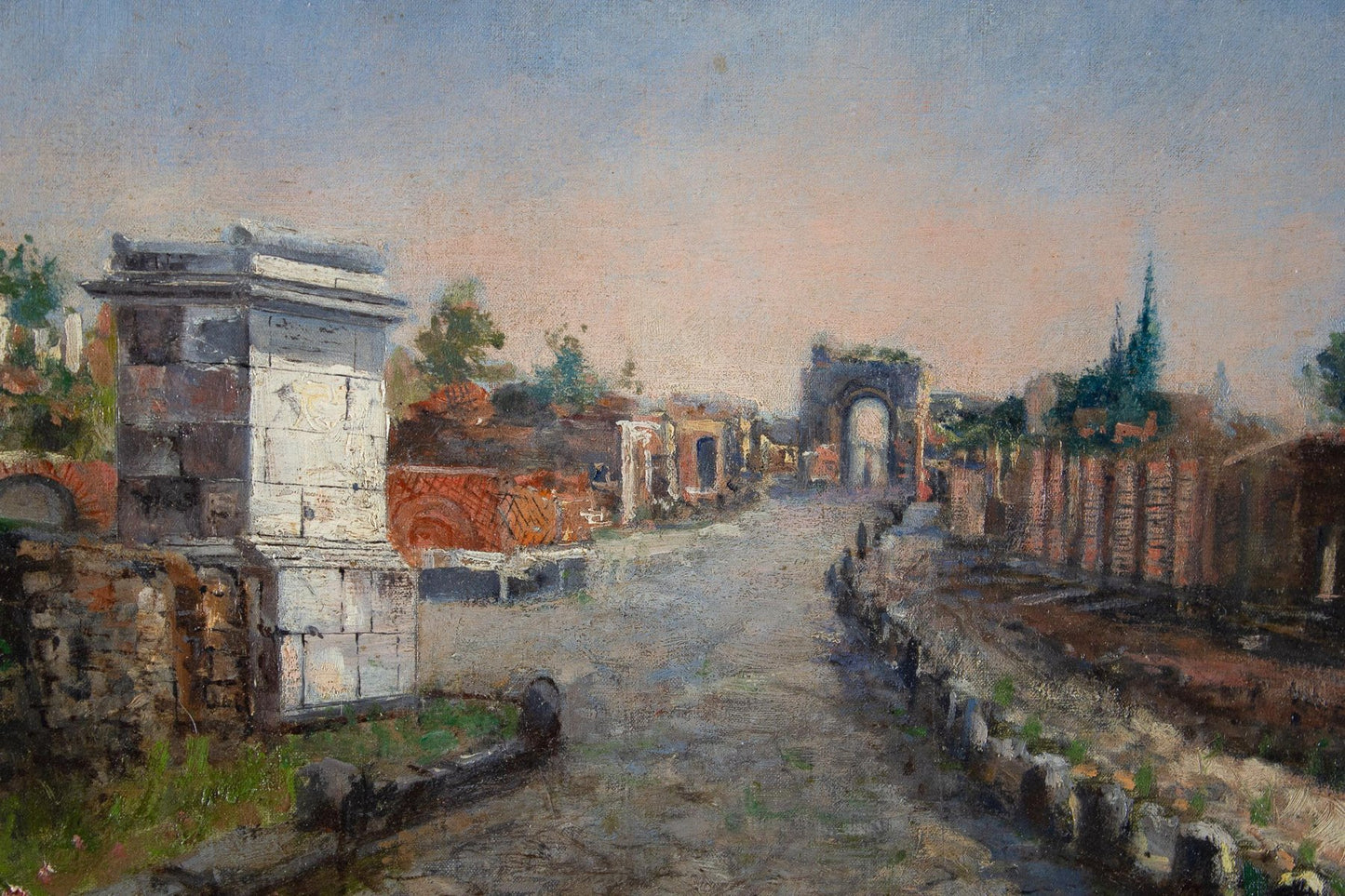 Ruspini Randolfo, Roma via Appia, Oil on Canvas, Framed