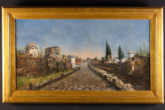 Ruspini Randolfo, Roma via Appia Painting, Oil on Canvas