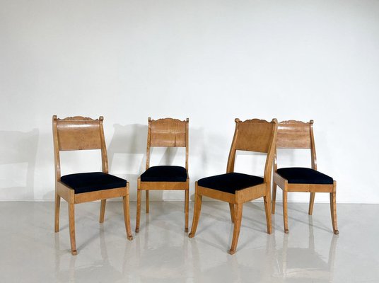 Russian Chairs in Birch Veneer, Early 19th Century, Set of 4-FGA-1750853