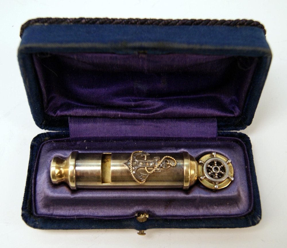 Russian Empire Silver Gilded Diamonds Whistle, 1905