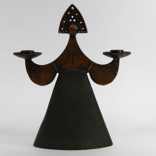 Russian Figure Candlestick in Copper Patinated Metal