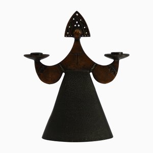 Russian Figure Candlestick in Copper Patinated Metal-NE-1143902