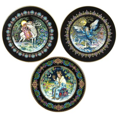 Russian Magical Fairy Tales Plates by Gere Fauth, 1969, Set of 3-VDW-746957