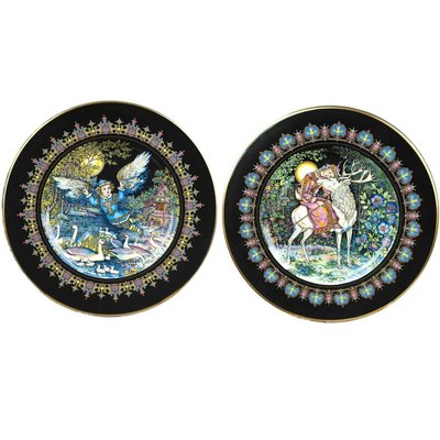 Russian Magical Fairy Tales Plates by Gere Fauth, 1969, Set of 3-VDW-746957