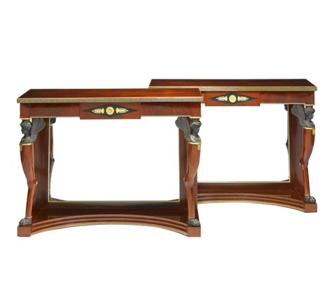 Russian Neoclassical Mahogany Consoles, Set of 2-WMV-1128022