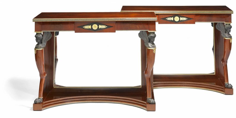 Russian Neoclassical Mahogany Consoles, Set of 2-WMV-1128022