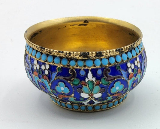 Russian Silver and Enamel Salt Cellar, 1890s