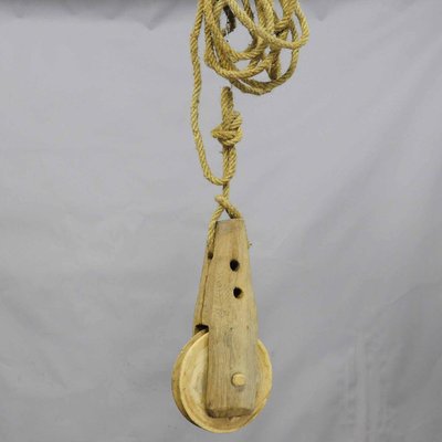 Rustic Black Forest Wooden Pulley with Rope-KJP-1149337