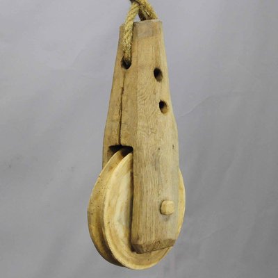 Rustic Black Forest Wooden Pulley with Rope-KJP-1149337