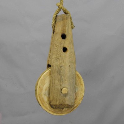 Rustic Black Forest Wooden Pulley with Rope-KJP-1149337