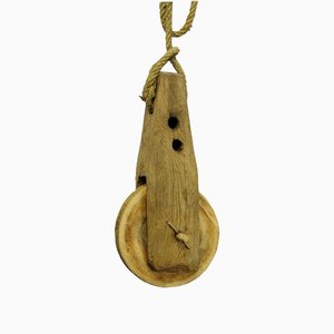 Rustic Black Forest Wooden Pulley with Rope-KJP-1149337