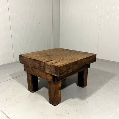 Rustic Brutalist Coffee Table in Oak, 1960s-TU-2018386