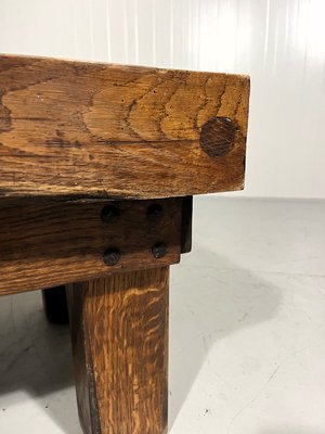 Rustic Brutalist Coffee Table in Oak, 1960s-TU-2018386