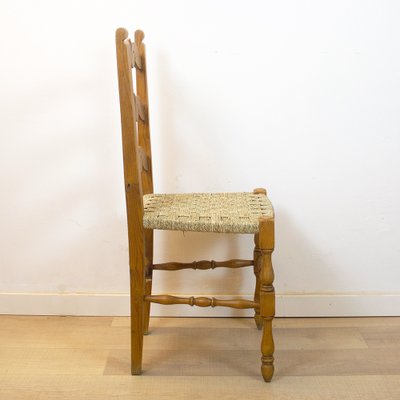 Rustic Chair with Woven Seat, Spain, 1950s-CQZ-1445129