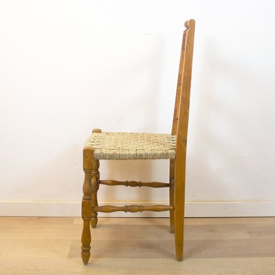 Rustic Chair with Woven Seat, Spain, 1950s-CQZ-1445129