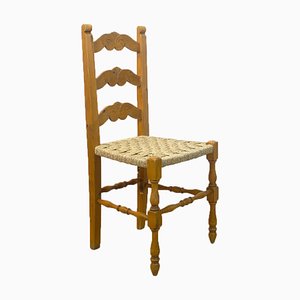 Rustic Chair with Woven Seat, Spain, 1950s-CQZ-1445129