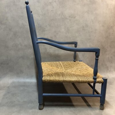 Rustic French Lavender Blue Lounge Chair, 1950s-SDV-578670