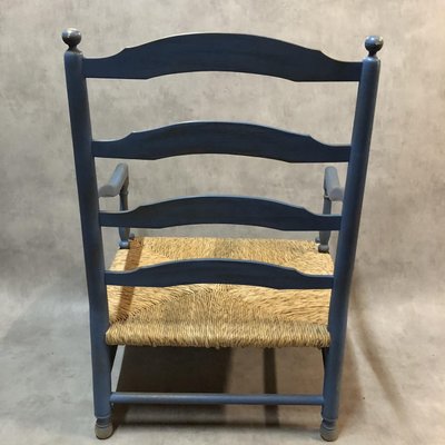 Rustic French Lavender Blue Lounge Chair, 1950s-SDV-578670