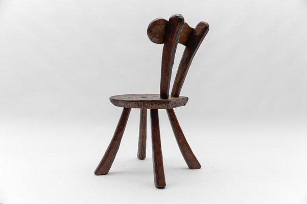 Rustic French Provincial Sculptured Chair in the style of Alexandre Noll, 1960s-KQB-1823497