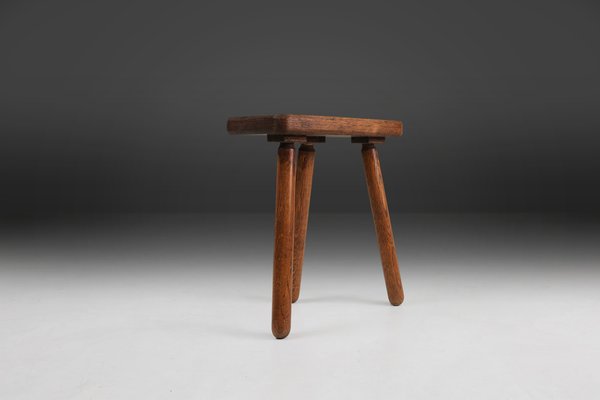 Rustic French Wooden Stool, 1940s-YSY-1797451