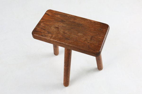 Rustic French Wooden Stool, 1940s-YSY-1797451