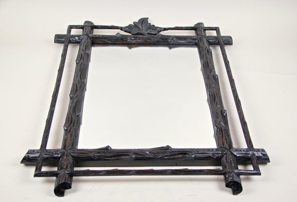 Rustic Hand Carved Black Forest Wall Mirror, Austria, 1880s-TQA-1322134