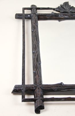 Rustic Hand Carved Black Forest Wall Mirror, Austria, 1880s-TQA-1322134