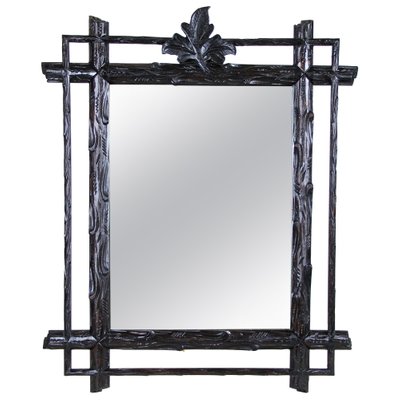 Rustic Hand Carved Black Forest Wall Mirror, Austria, 1880s-TQA-1322134