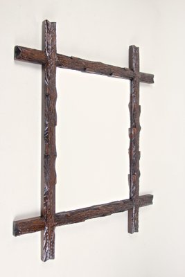 Rustic Hand Carved Black Forest Wall Mirror, Austria, 1880s-TQA-1322245