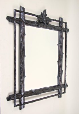 Rustic Hand Carved Black Forest Wall Mirror, Austria, 1880s-TQA-1322134