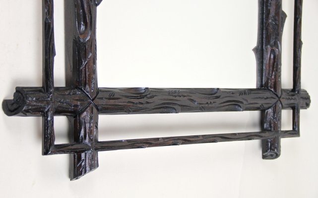 Rustic Hand Carved Black Forest Wall Mirror, Austria, 1880s-TQA-1322134