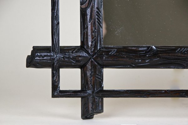 Rustic Hand Carved Black Forest Wall Mirror, Austria, 1880s-TQA-1322134