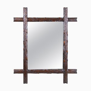 Rustic Hand Carved Black Forest Wall Mirror, Austria, 1880s-TQA-1322245