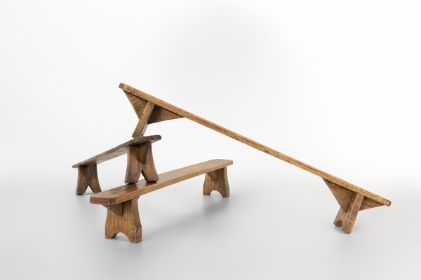 Rustic Low Bench in Wood, France, 1850s-YSY-2027730