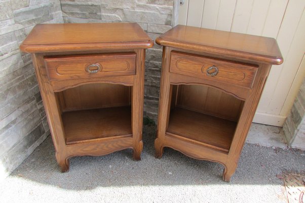 Rustic Oak Nightstands, 1980s, Set of 2-RDN-1399334